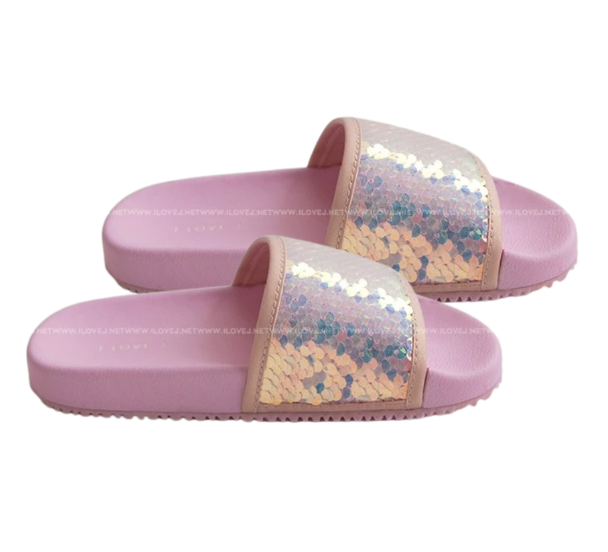 MERMAID Pink Sequin Slip-On Slippers