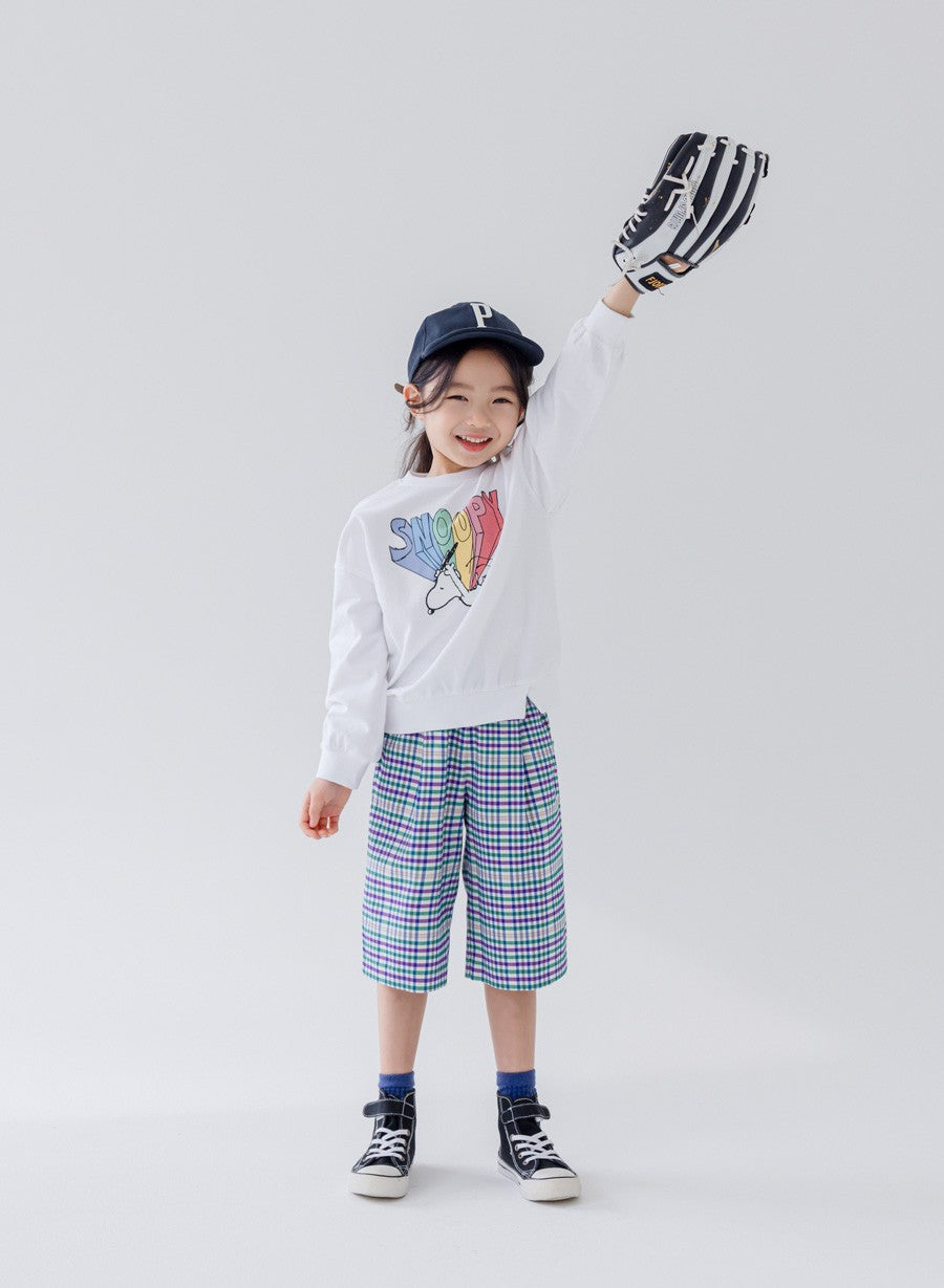 [PRE-ORDER] Kids Unisex Checkered 3/4 Pants – Stretch Plaid Cropped Trousers