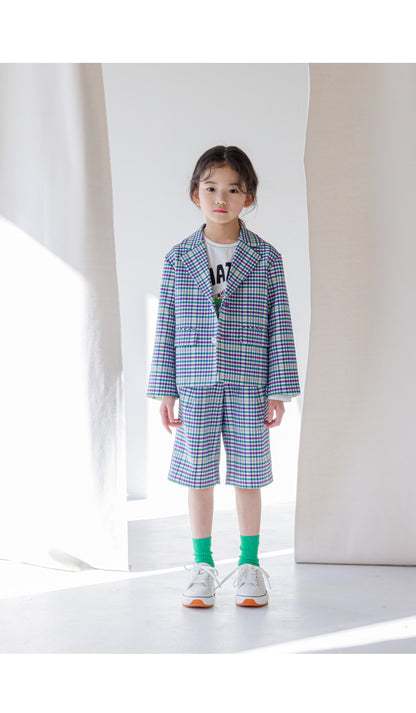 [PRE-ORDER] Kids Unisex Checkered Suit Jacket – Stretch Plaid Blazer