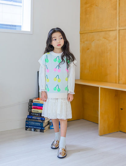 [PRE-ORDER] Kids Cherry Knit Vest – Soft & Colorful Sweater Vest  Layered Outfit Top