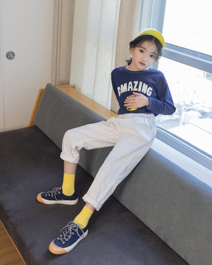 [PRE-ORDER] Lightweight Unisex Spring Tapered Cotton Trousers – Kids Pleated Baggy Pants