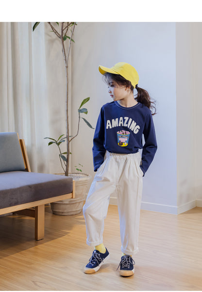 [PRE-ORDER] Lightweight Unisex Spring Tapered Cotton Trousers – Kids Pleated Baggy Pants