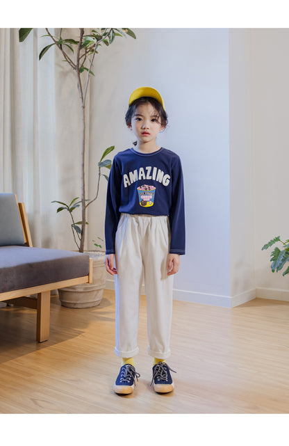 [PRE-ORDER] Lightweight Unisex Spring Tapered Cotton Trousers – Kids Pleated Baggy Pants