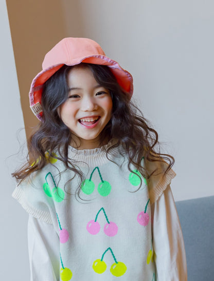[PRE-ORDER] Kids Cherry Knit Vest – Soft & Colorful Sweater Vest  Layered Outfit Top