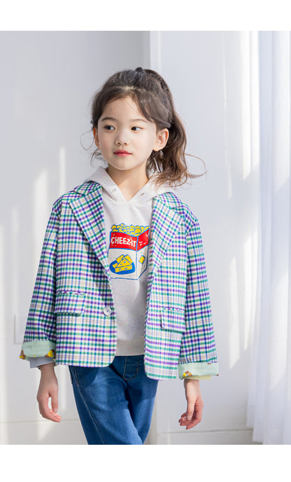 [PRE-ORDER] Kids Unisex Checkered Suit Jacket – Stretch Plaid Blazer
