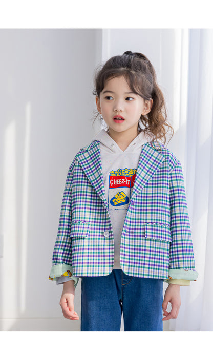 [PRE-ORDER] Kids Unisex Checkered Suit Jacket – Stretch Plaid Blazer