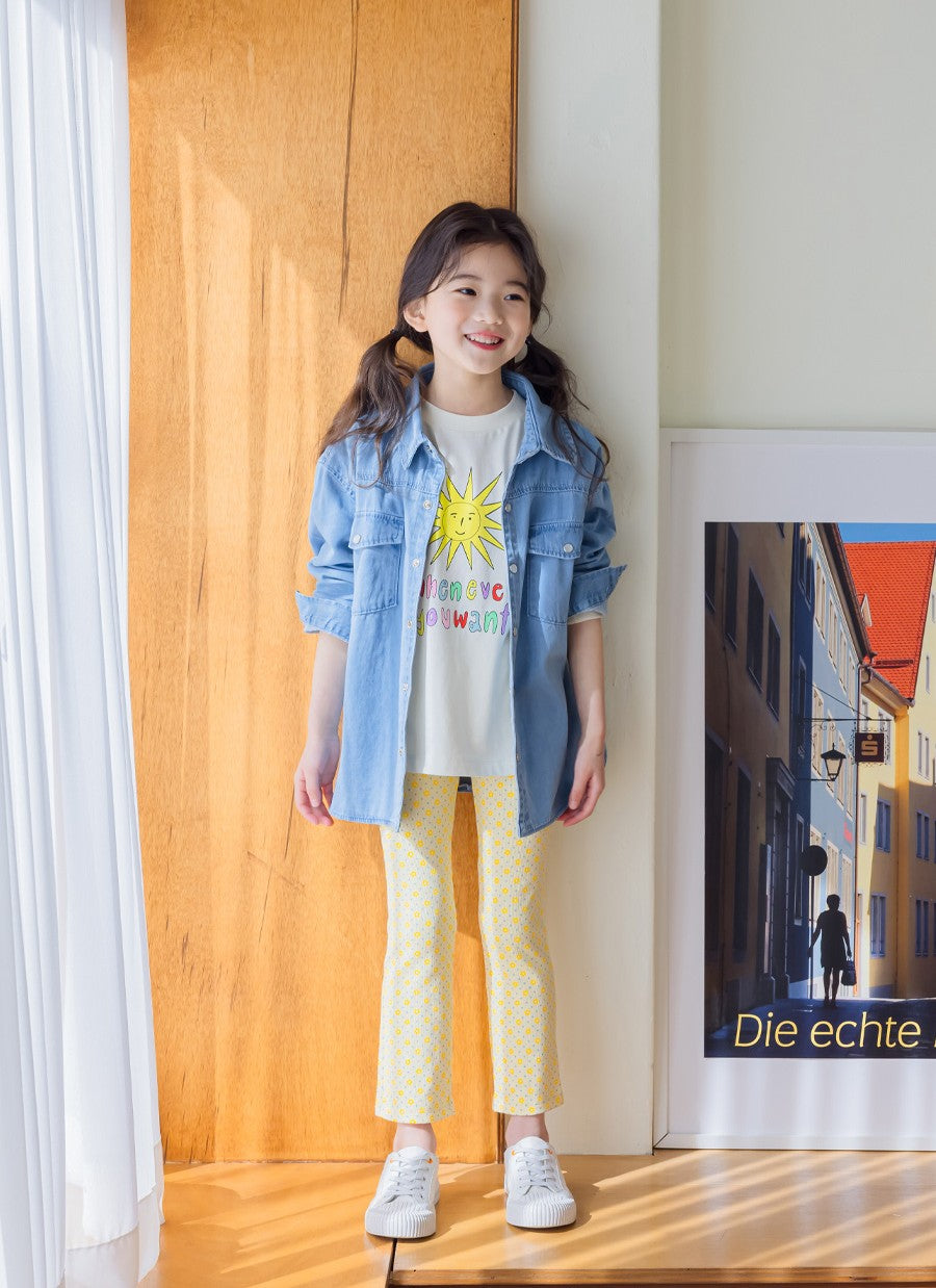 [PRE-ORDER] FLORAL Print Girls Bootcut Leggings – Soft Modal Cotton Stretch Pants