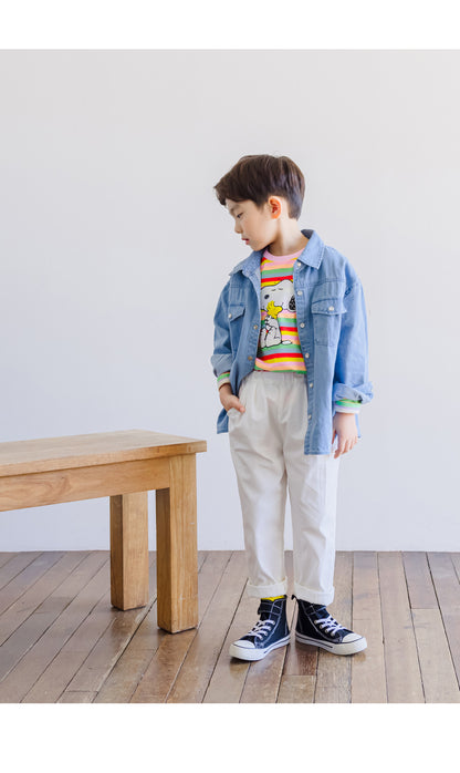 [PRE-ORDER] Lightweight Unisex Spring Tapered Cotton Trousers – Kids Pleated Baggy Pants