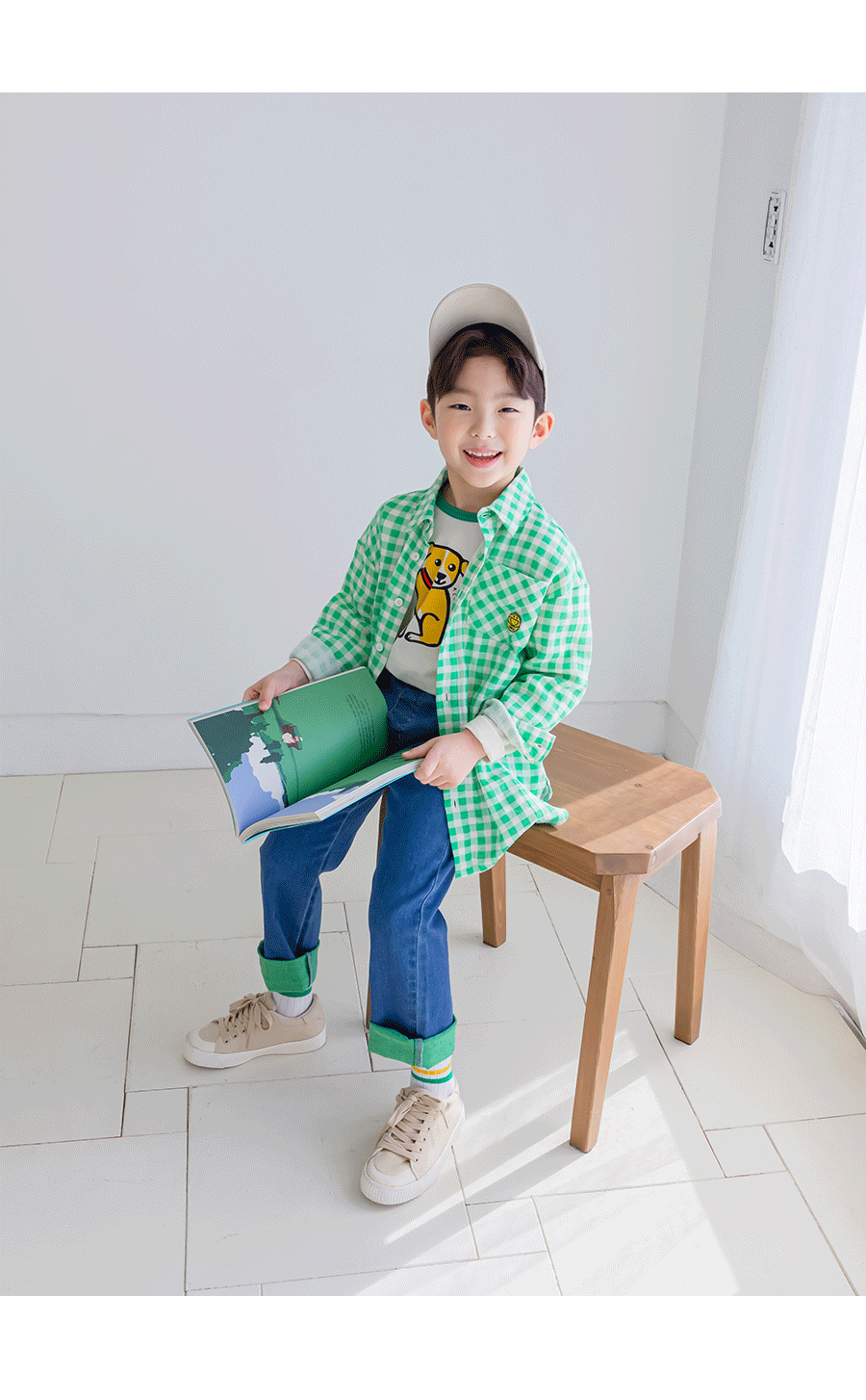 [PRE-ORDER] Kids Smile Check Unisex Oversized Long Sleeve Shirt