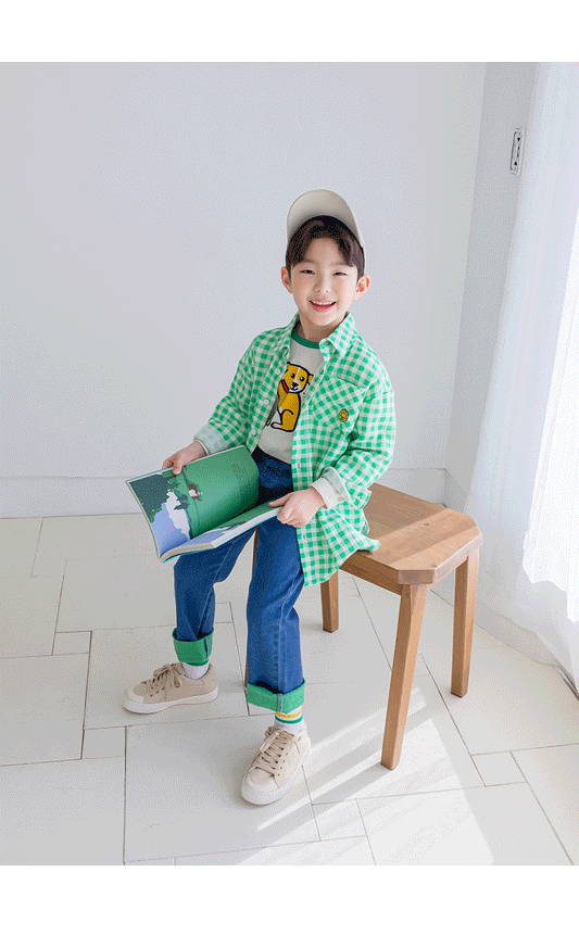 [PRE-ORDER] Kids Smile Check Unisex Oversized Long Sleeve Shirt