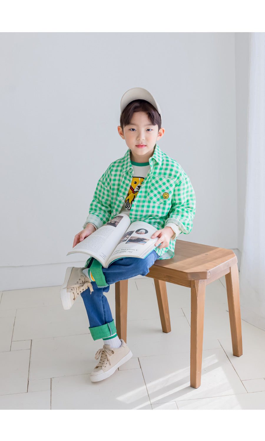 [PRE-ORDER] Kids Smile Check Unisex Oversized Long Sleeve Shirt