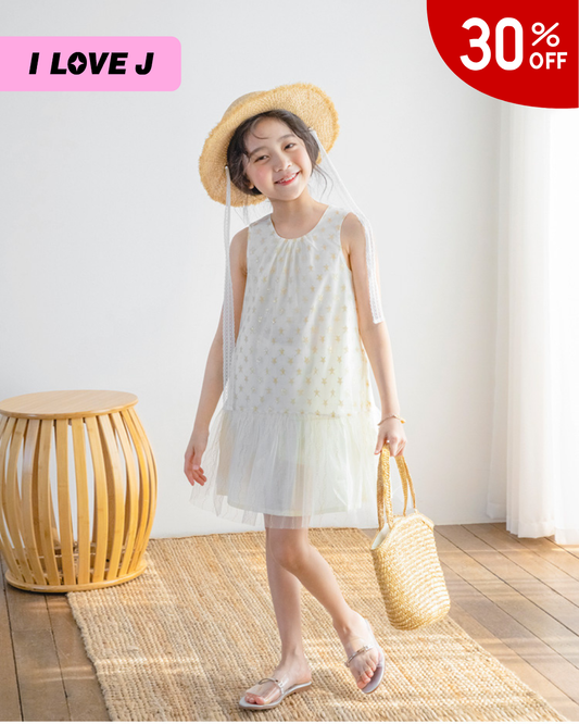 BOMI Nylon Poly-Cotton Metal Star Lace Dress