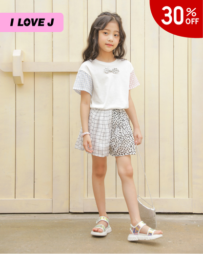 EVANA Circle Checkered Cotton Shorts