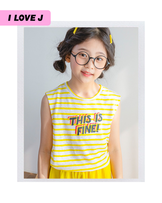 Striped Sleeveless Top and Yellow Linen Kids Shorts