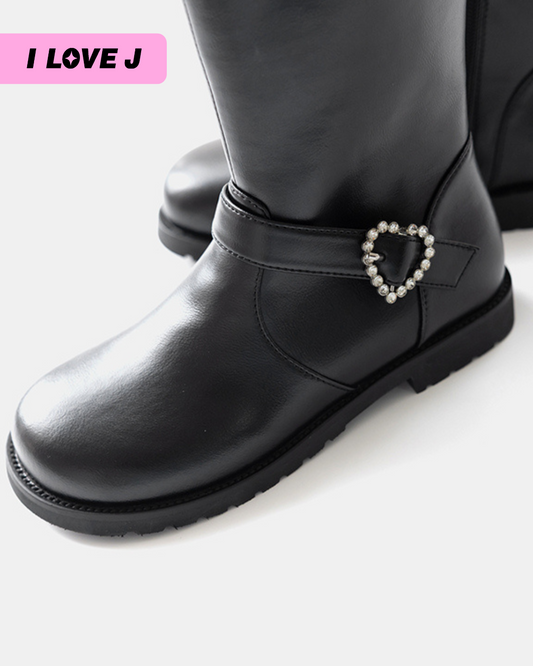Fredin Heart Buckle Mid-Calf Boots
