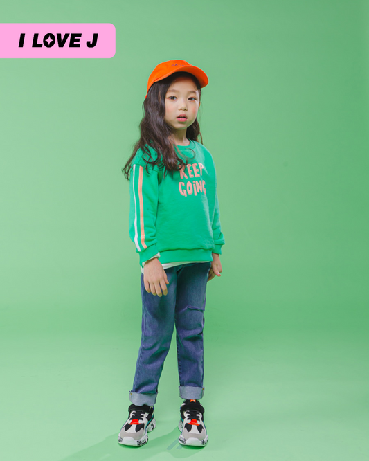 KEEP GOING Unisex Green Cotton Pullover Sweatshirt