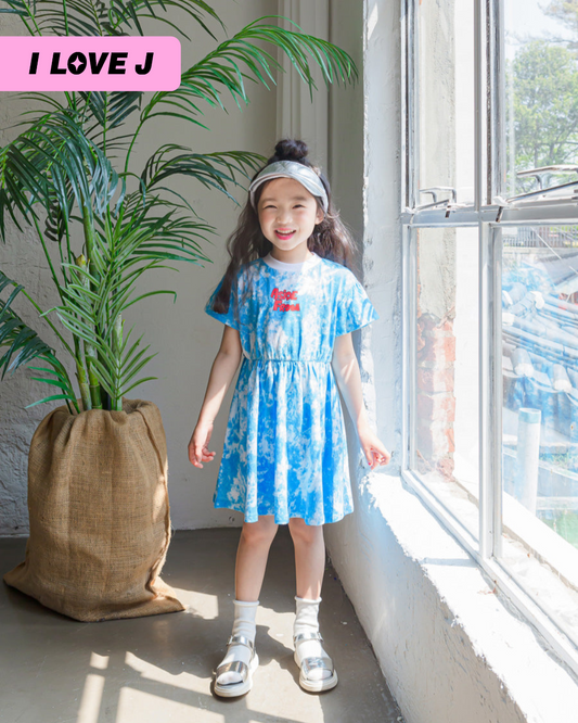 NAYEOM Tie-Dye Short Sleeve Summer Dress