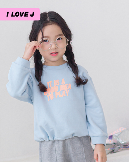 GOOD IDEA Sky Blue Cotton Unisex Pullover Sweatshirt