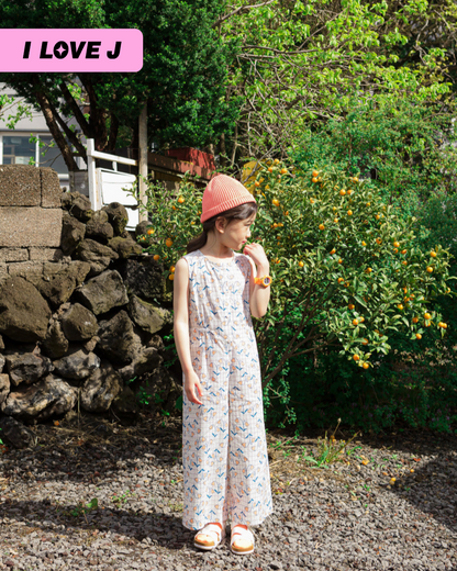 MINA Lightweight Cotton Checkered Floral Jumpsuit