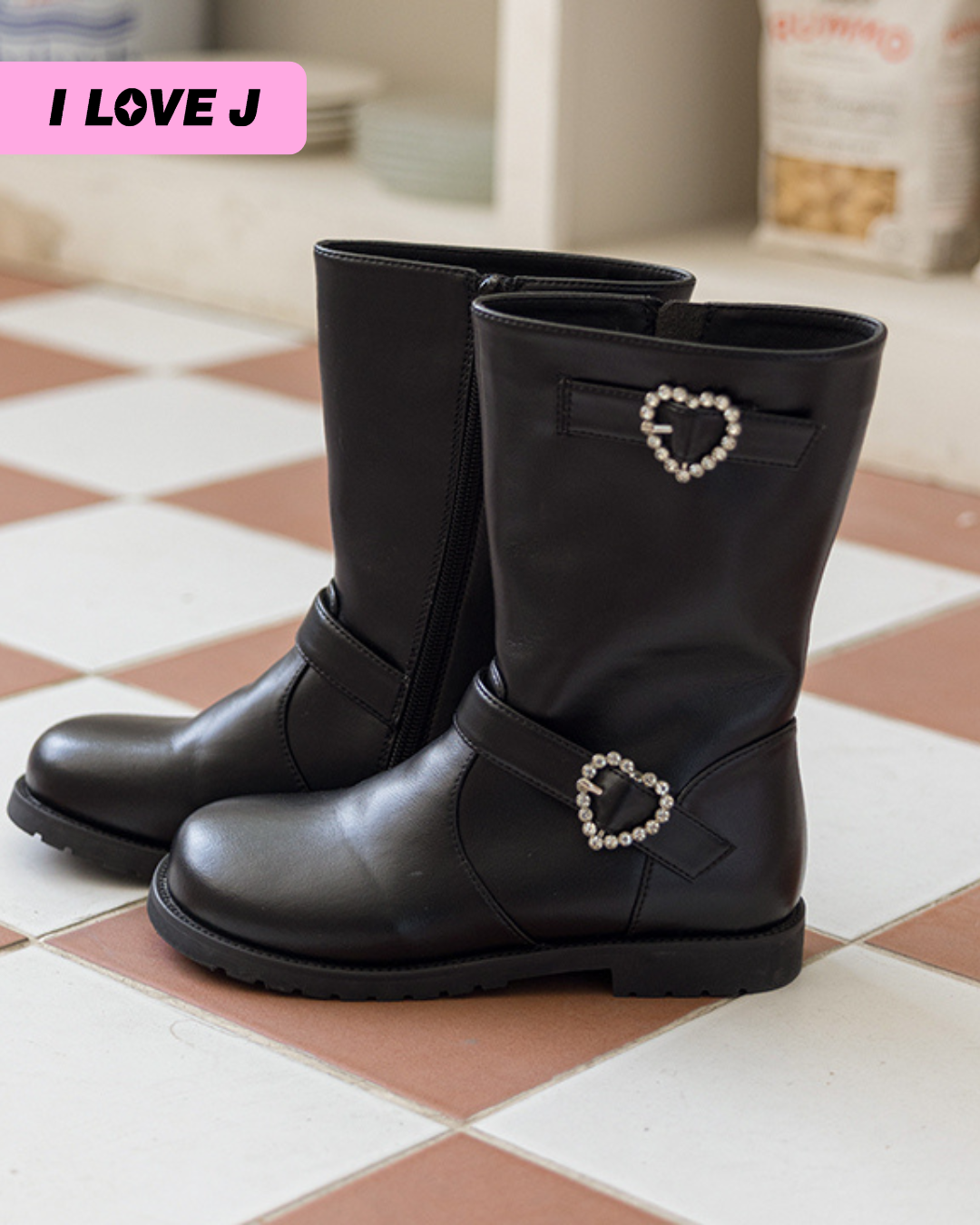 Fredin Heart Buckle Mid-Calf Boots
