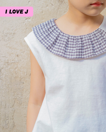 Park Check Frill Sleeveless Blouse