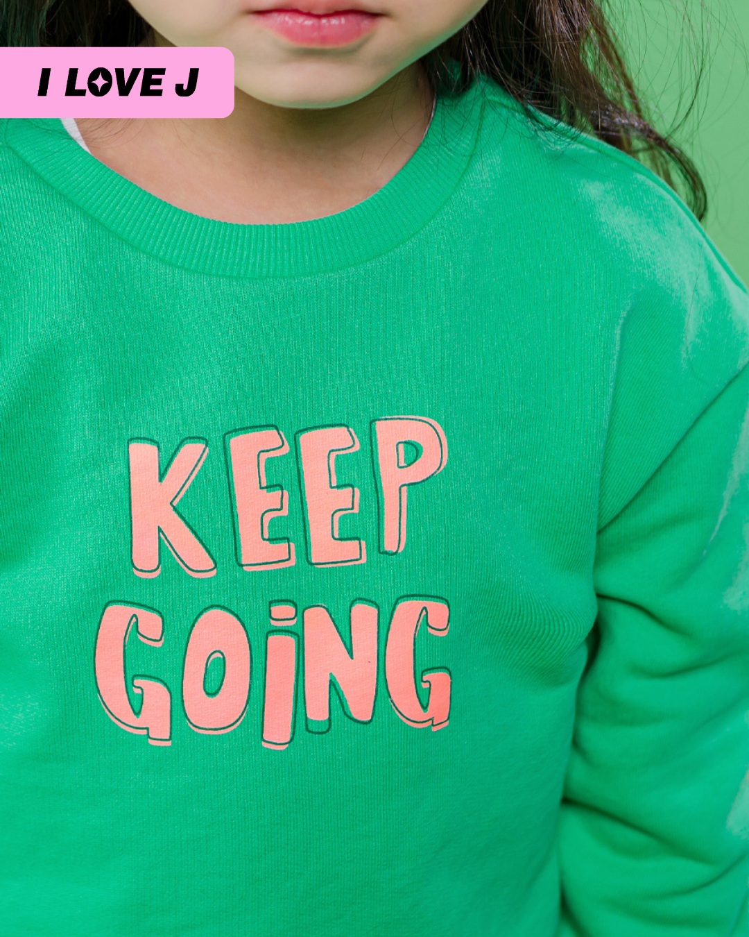 KEEP GOING Unisex Green Cotton Pullover Sweatshirt