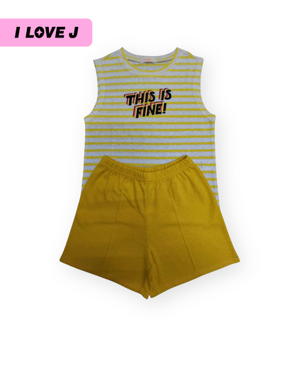 Striped Sleeveless Top and Yellow Linen Kids Shorts
