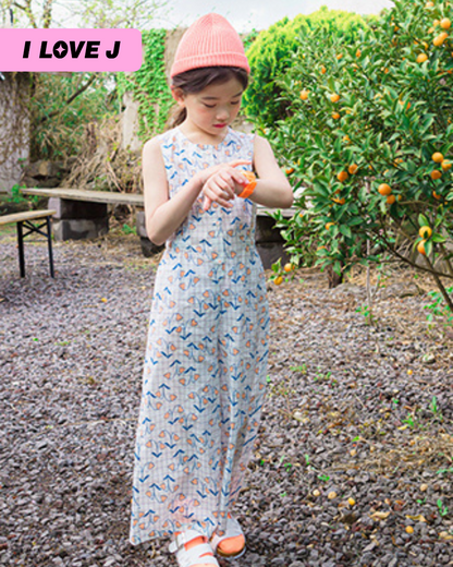 MINA Lightweight Cotton Checkered Floral Jumpsuit