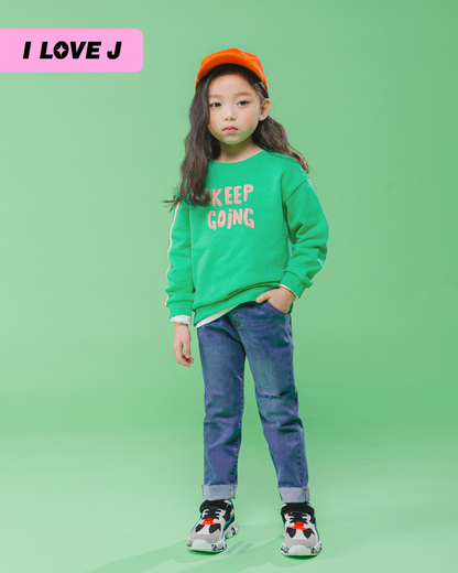 KEEP GOING Unisex Green Cotton Pullover Sweatshirt