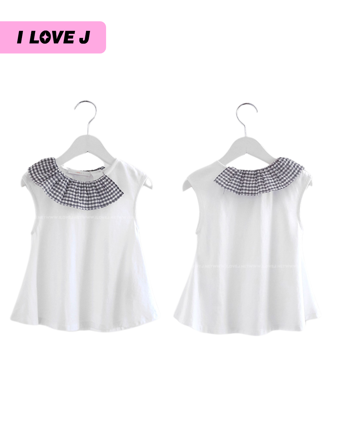 Park Check Frill Sleeveless Blouse