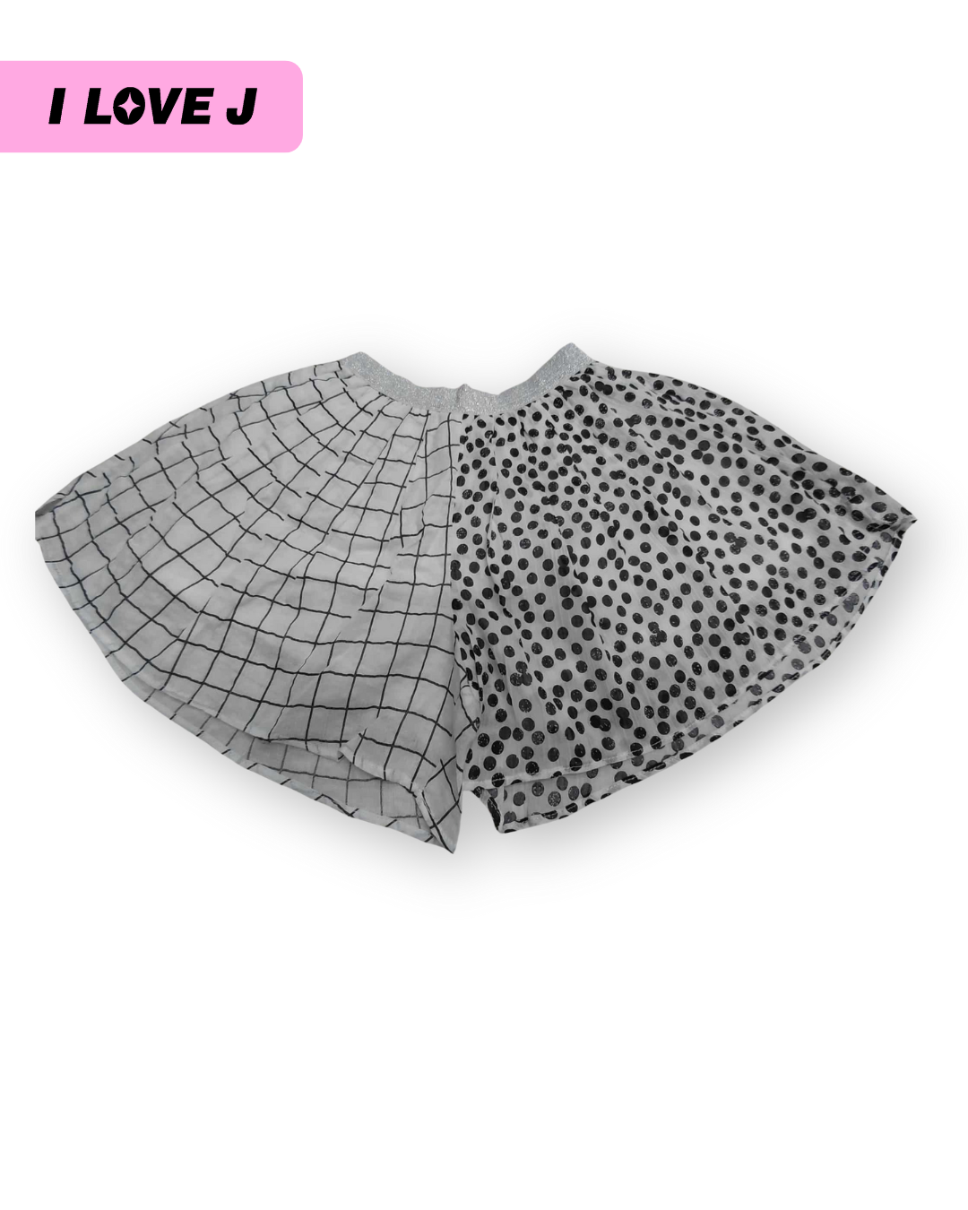 Polka Dot Kids T-shirt + Checkered Skirt Pants