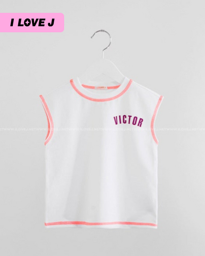 VICTOR Unisex White Sleeveless Shirt