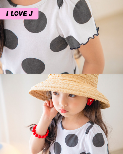 Girls Polka Dot Short Sleeve Top
