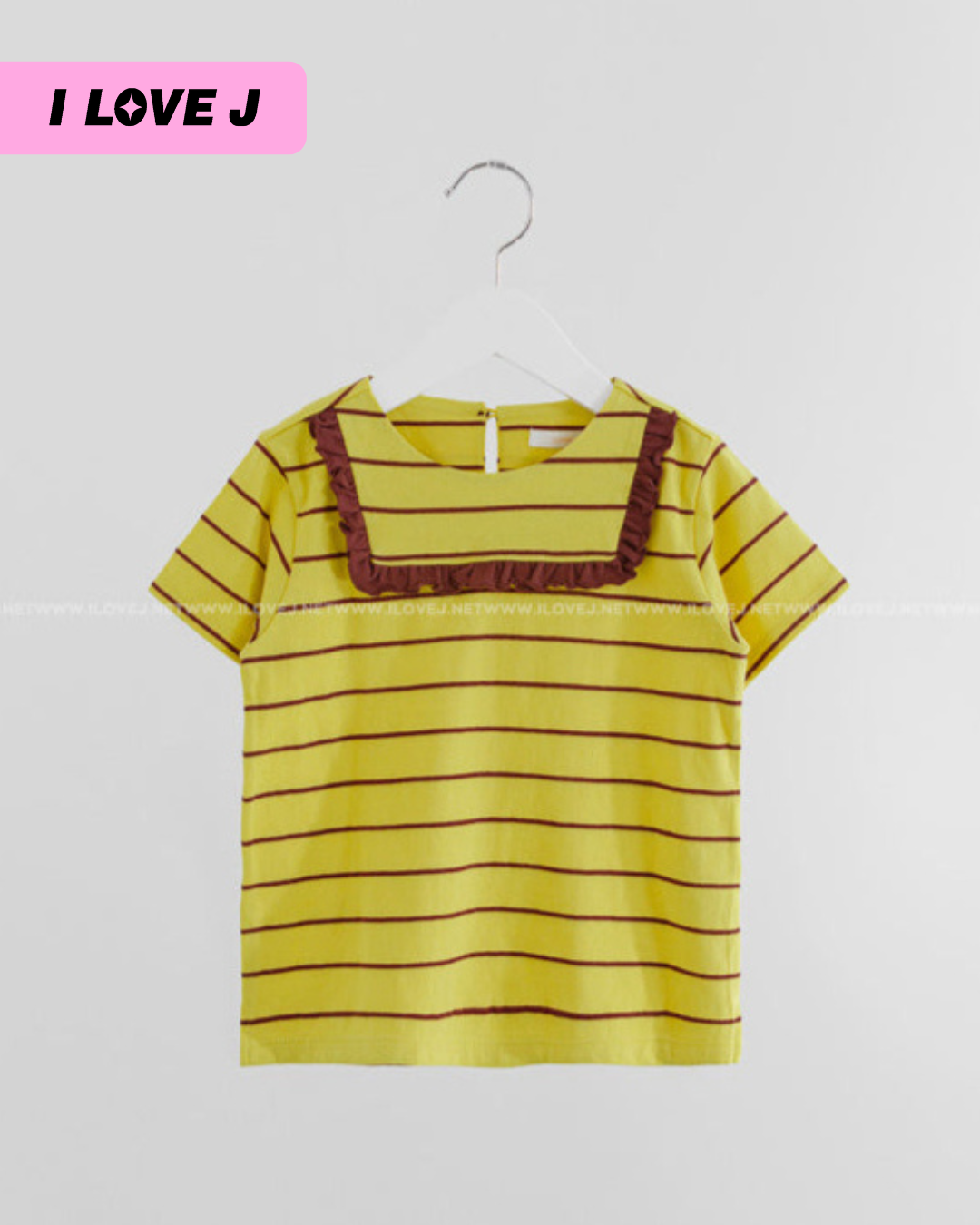 Square Neck Frill Short Sleeve Shirt Top for Girls