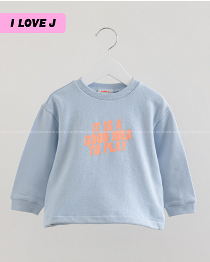 GOOD IDEA Sky Blue Cotton Unisex Pullover Sweatshirt