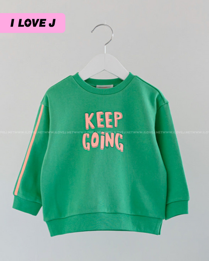 KEEP GOING Unisex Green Cotton Pullover Sweatshirt