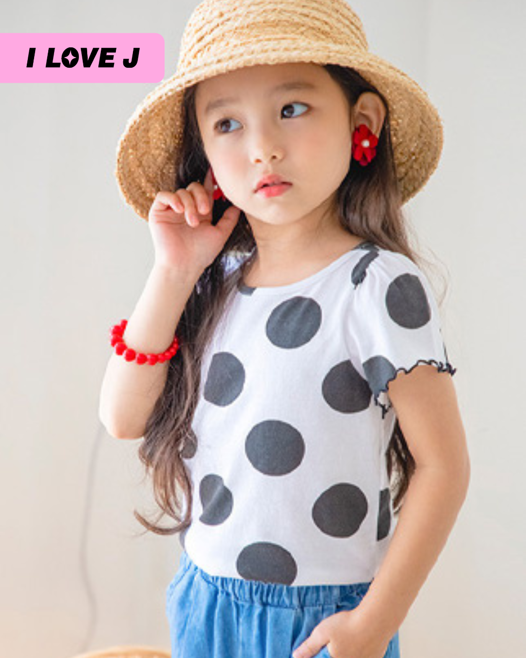 MIYO White & Black Polka Dot Short Sleeve Top