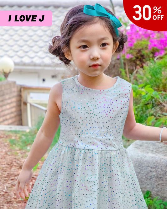 AVANI Nylon Rainbow Star Lace Sleeveless Dress