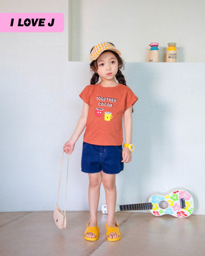 ORANI 3/4 Denim Neon Stitch Unisex Shorts