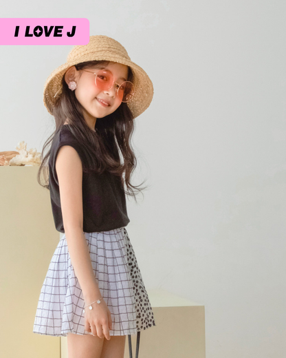 EVANA Circle Checkered Cotton Shorts