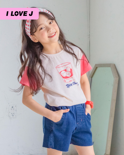 ORANI 3/4 Denim Neon Stitch Unisex Shorts