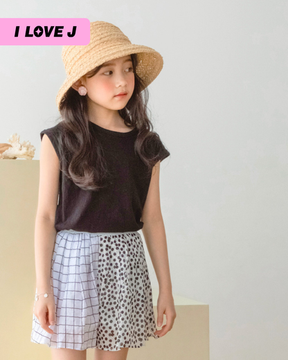 EVANA Circle Checkered Cotton Shorts