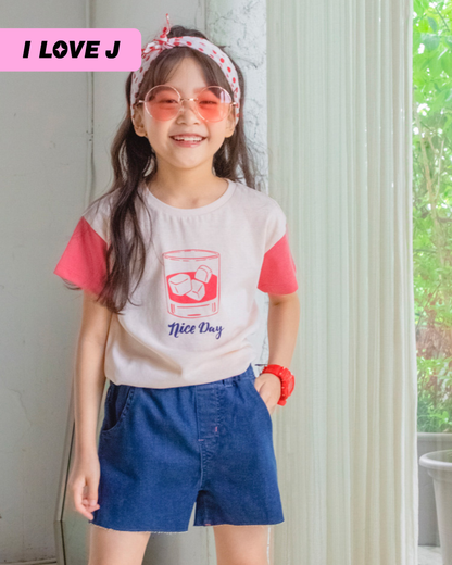 ORANI 3/4 Denim Neon Stitch Unisex Shorts