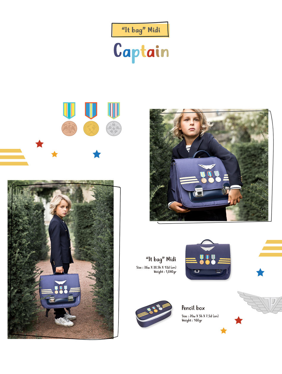 ILOVEJ Boys Captain Classic School Backpack JEUNE PREMIER Collaboration Premium Lightweight Durable School Bag for Kids