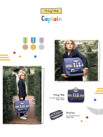 ILOVEJ Boys Captain Classic School Backpack JEUNE PREMIER Collaboration Premium Lightweight Durable School Bag for Kids