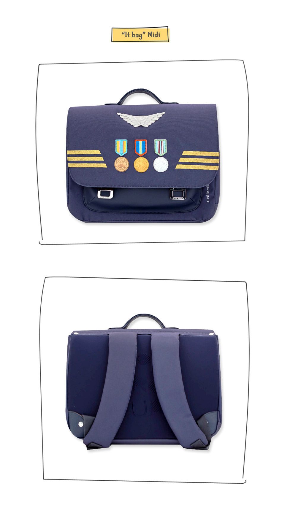 ILOVEJ Boys Captain Classic School Backpack JEUNE PREMIER Collaboration Premium Lightweight Durable School Bag for Kids