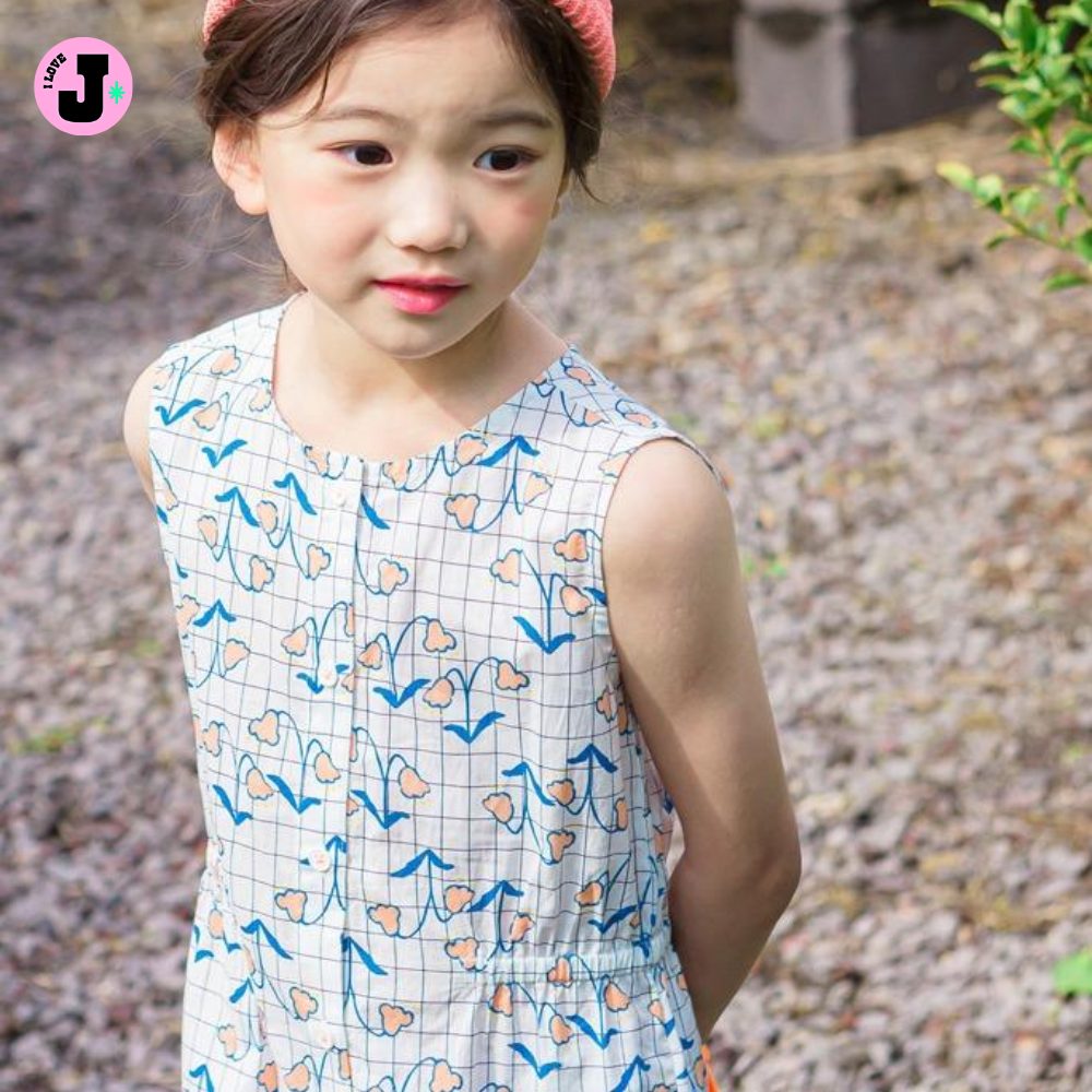 I LOVE J Kids MINA Lightweight Cotton Checkered Floral Jumpsuit | Ages 3-11