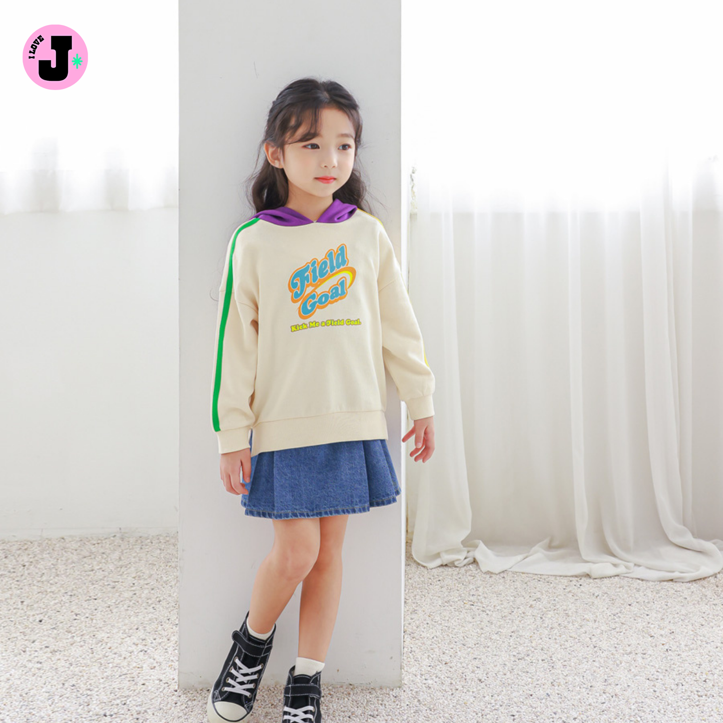 I LOVE J Kids “KICK ME A FIELD GOAL” Printed Unisex Soft Cotton Hoodie Jacket | Ages 3-7