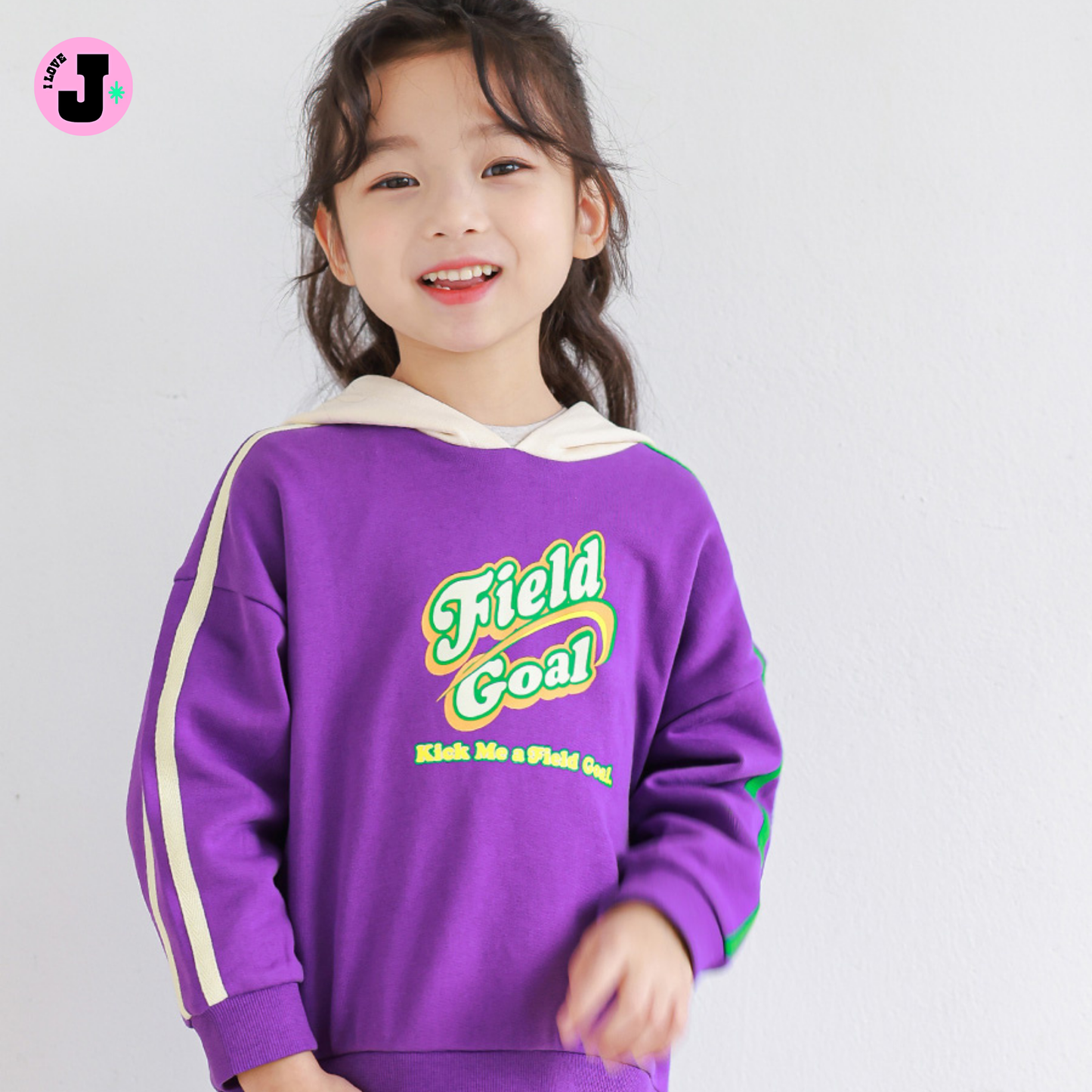 I LOVE J Kids “KICK ME A FIELD GOAL” Printed Unisex Soft Cotton Hoodie Jacket | Ages 3-7