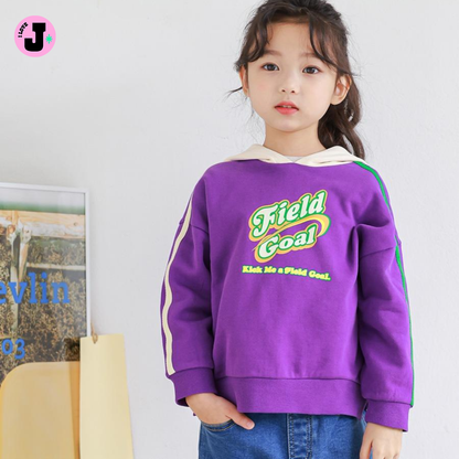 I LOVE J Kids “KICK ME A FIELD GOAL” Printed Unisex Soft Cotton Hoodie Jacket | Ages 3-7